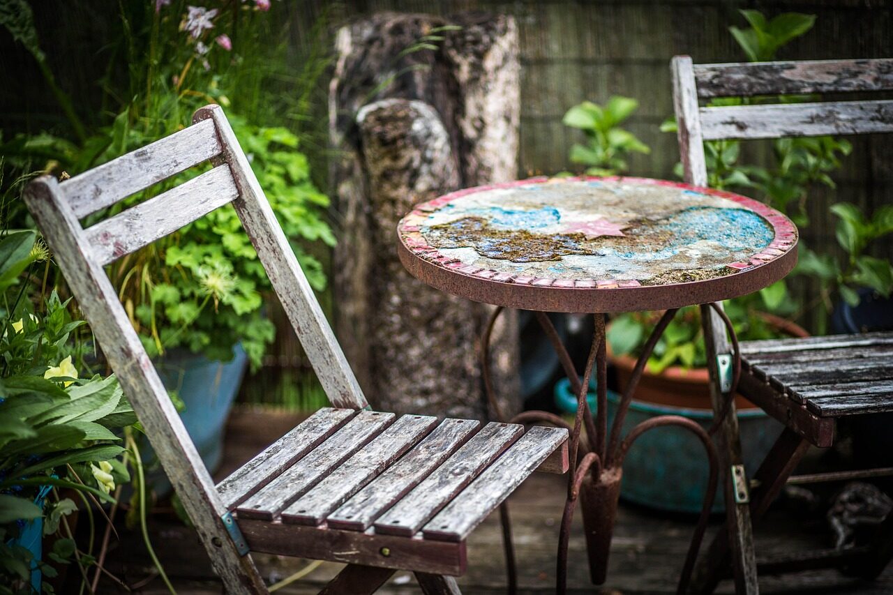 garden, weathered, wood, terrace, nature, chair, old wood